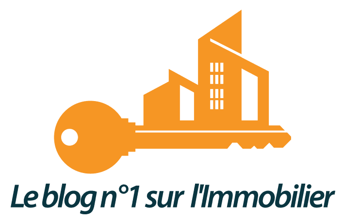 Logo du blog numéro 1 sur l'immobilier avec une clé orange en forme de bâtiment
