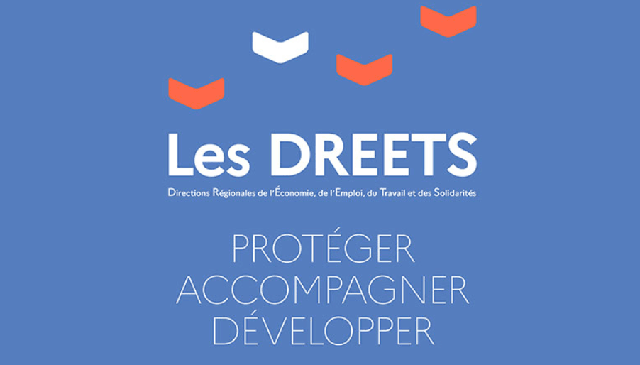 ="Logo des DREETS – Directions Régionales de l’Économie, de l’Emploi, du Travail et des Solidarités, autorités référentes pour la certification Qualiopi et l'encadrement des actions de formation